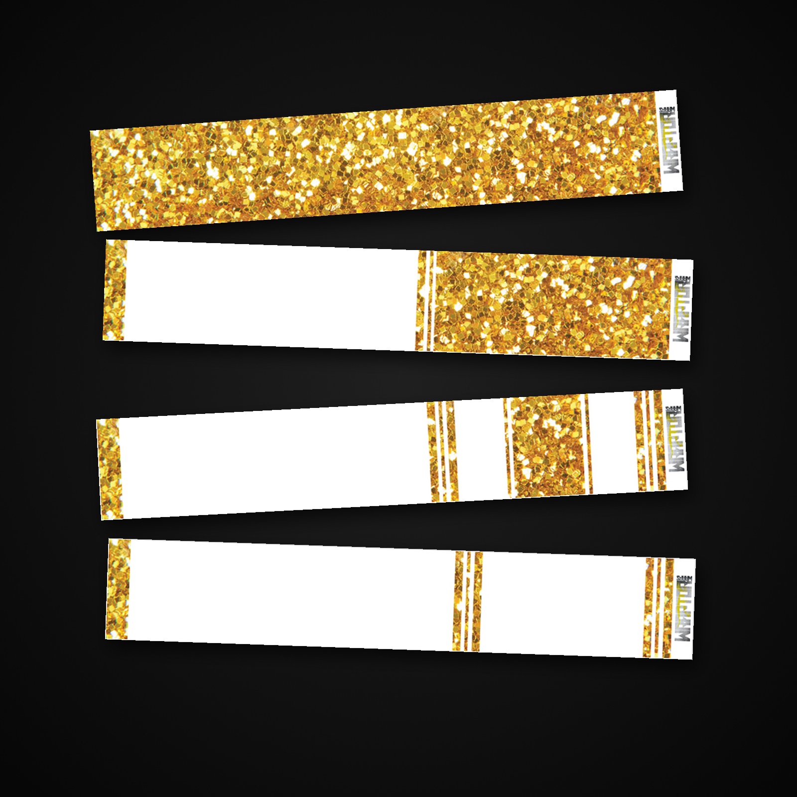 Glitter Gold arrow wrap — 100mm or 150mm gloss vinyl arrow wraps · Pack of 13