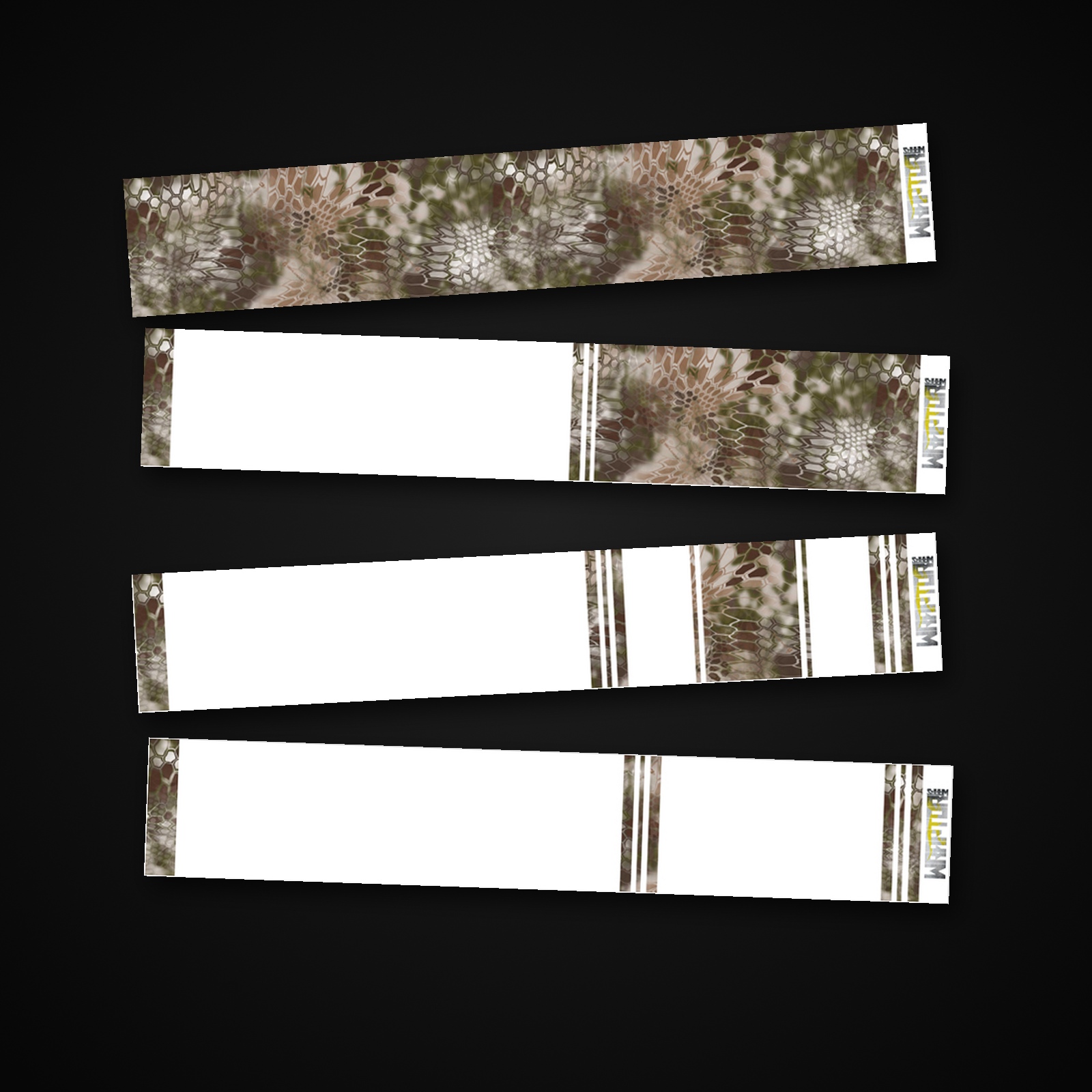 Highlander Kryptek Camo arrow wrap — 100mm or 150mm gloss vinyl arrow wraps · Pack of 13