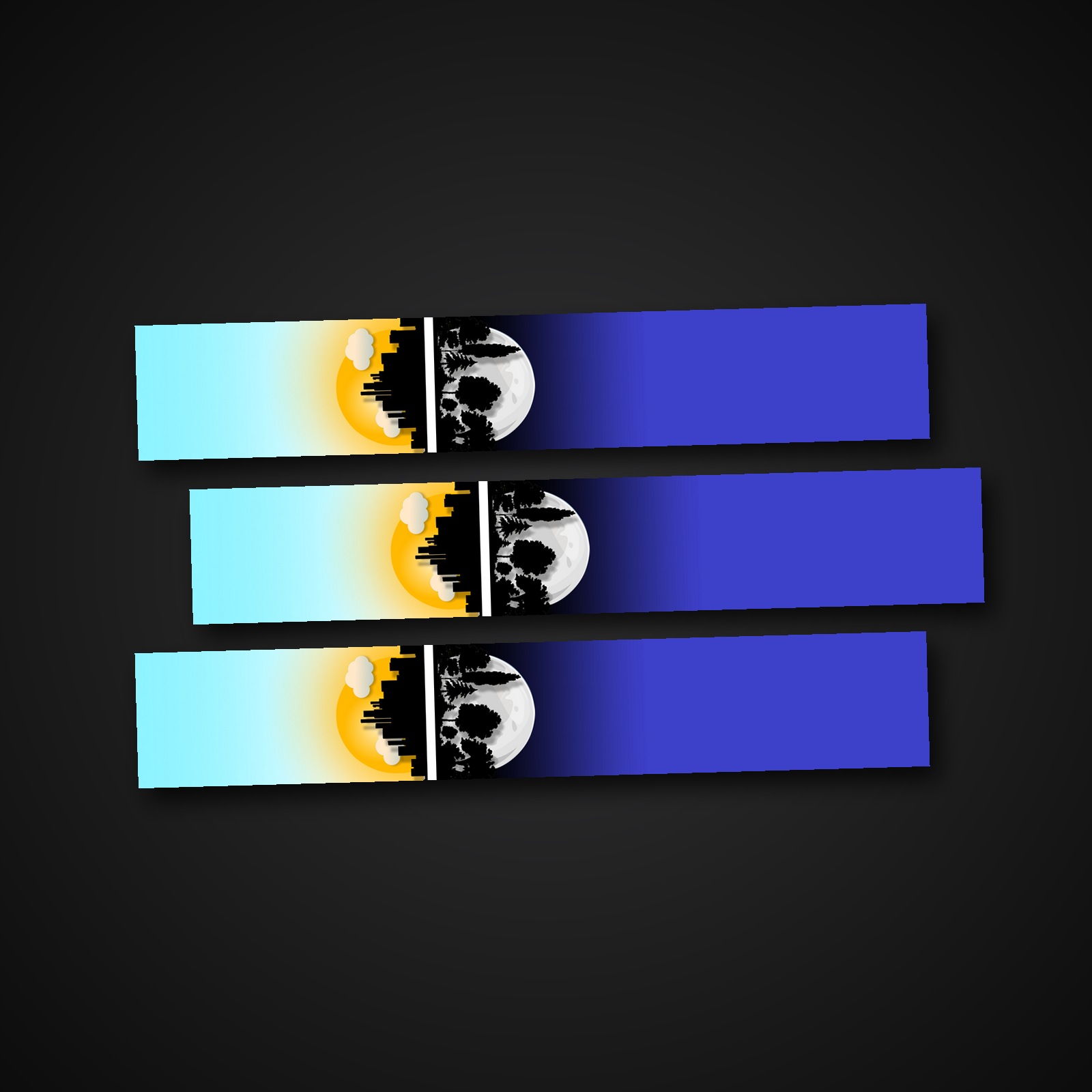Day and Night arrow wrap — 150mm gloss vinyl arrow wraps · Pack of 13