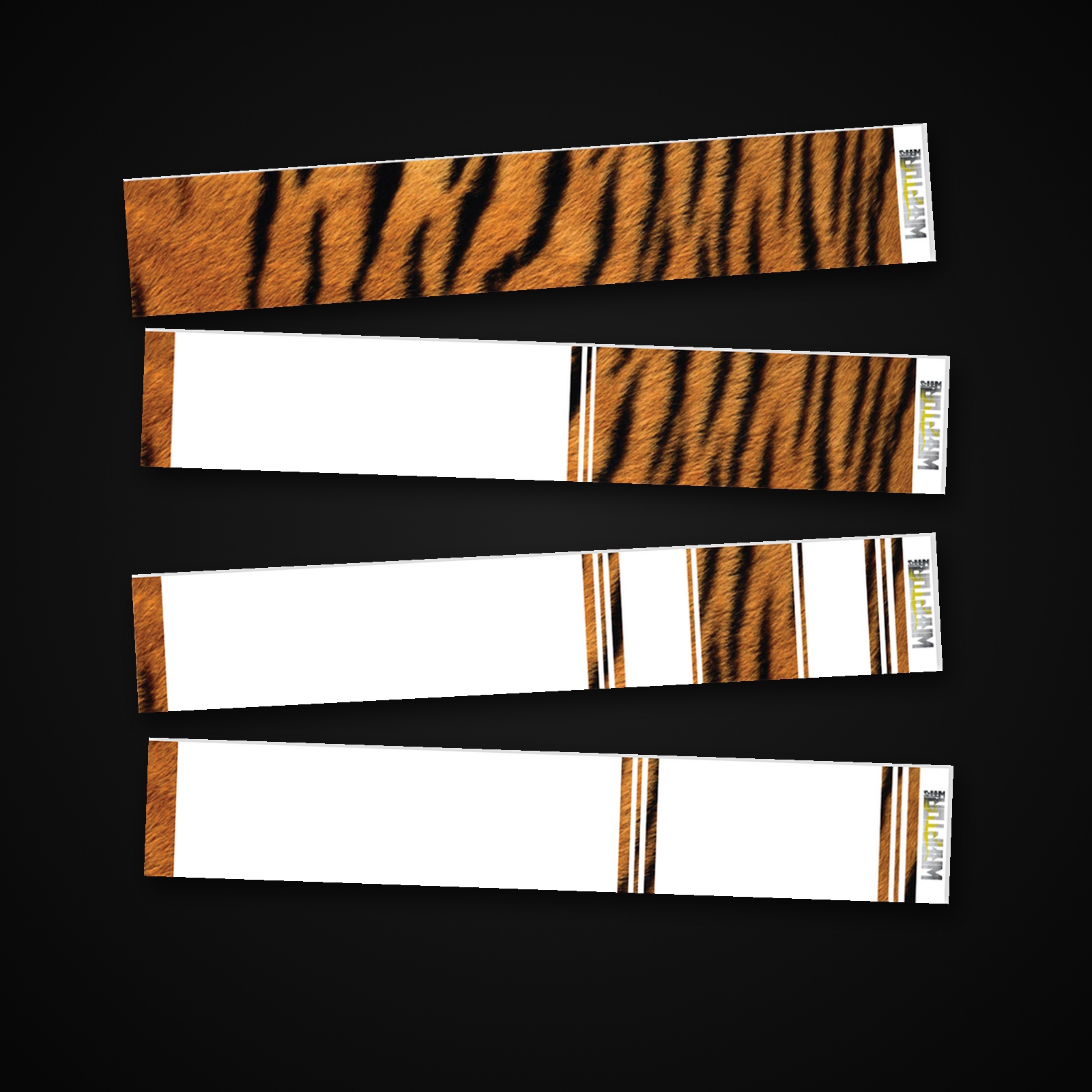 Tiger HD arrow wrap — 100mm or 150mm gloss vinyl arrow wraps · Pack of 13