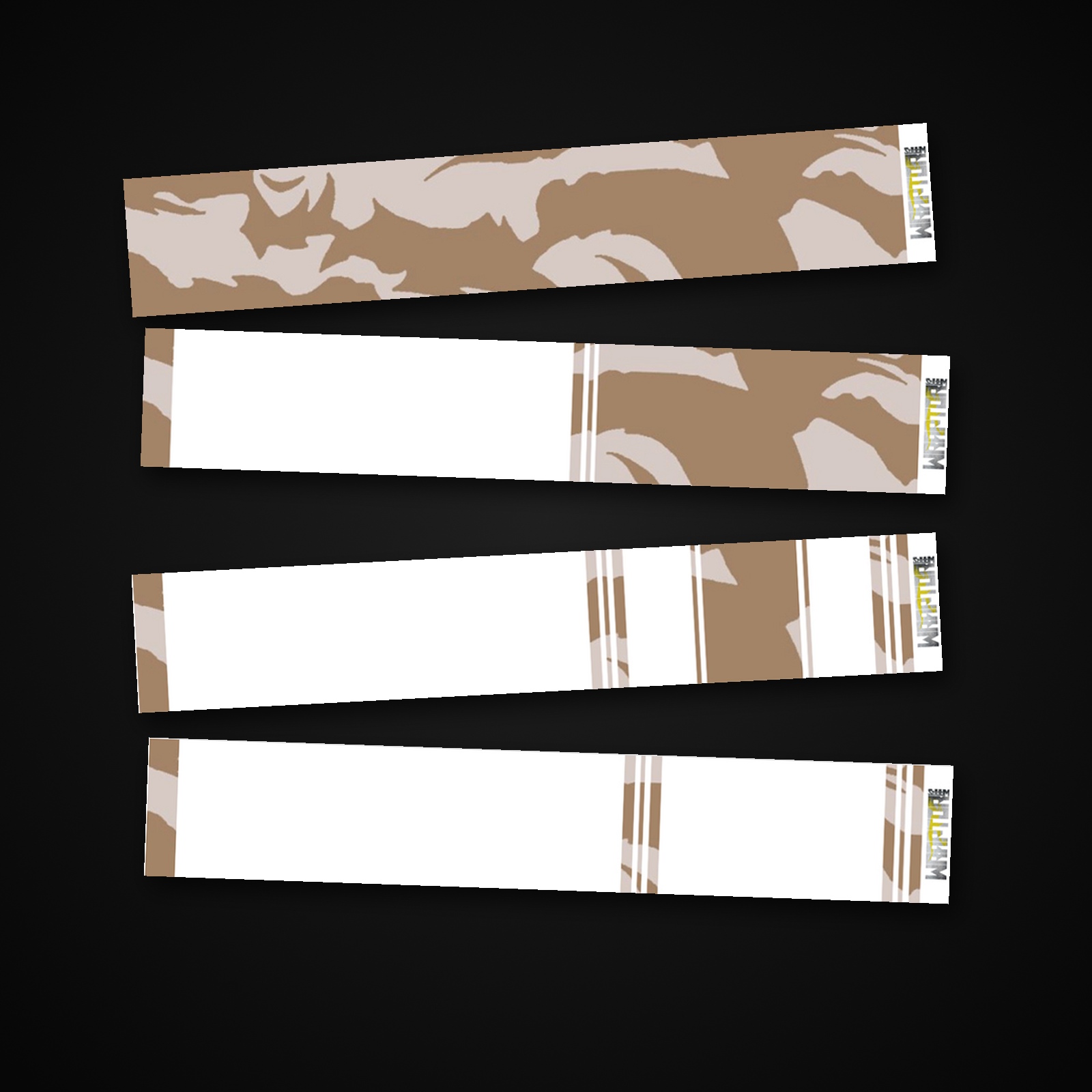 Desert Storm Camo arrow wrap — 100mm or 150mm gloss vinyl arrow wraps · Pack of 13