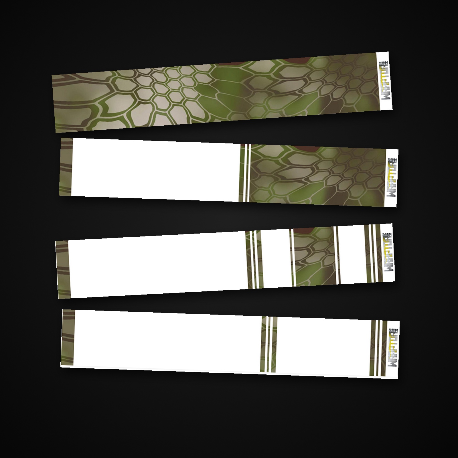 Mandrake Kryptek Camo arrow wrap — 100mm or 150mm gloss vinyl arrow wraps · Pack of 13