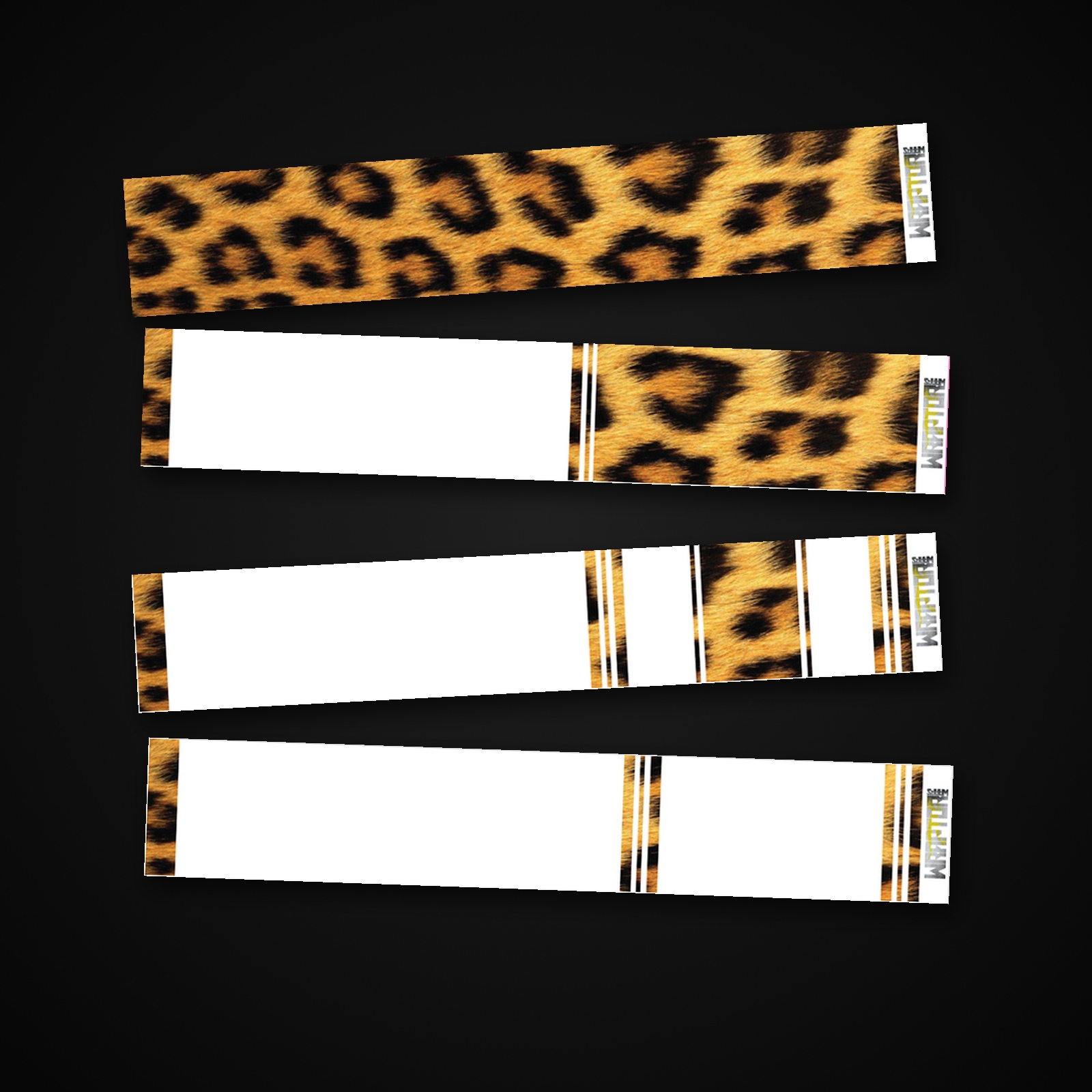 Leopard HD arrow wrap — 100mm or 150mm gloss vinyl arrow wraps · Pack of 13