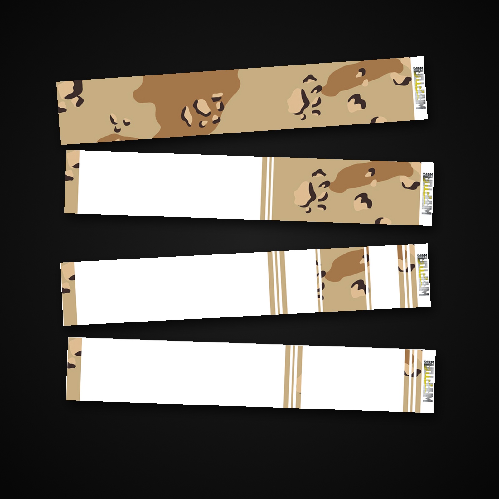 Desert Camo arrow wrap — 100mm or 150mm gloss vinyl arrow wraps · Pack of 13