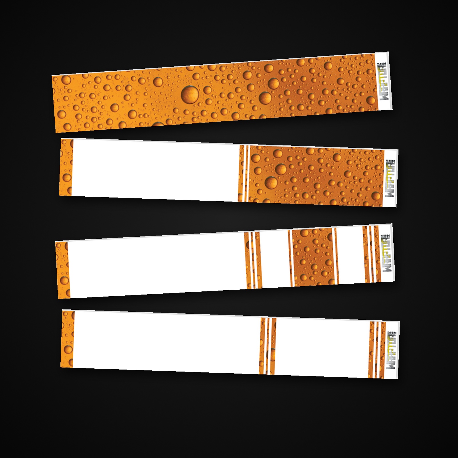 Orange Droplets arrow wrap — 100mm or 150mm gloss vinyl arrow wraps · Pack of 13